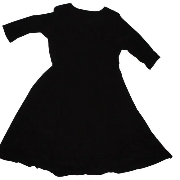 Nina Leonard Black Dress Womens Plus Size 3X Side Pockets Pull Over Embellished - Picture 2 of 6